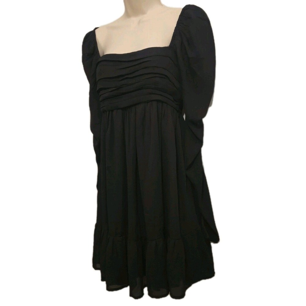 Abercrombie Womens Black Chiffon Mini Dress Ruffle XST Whimsigoth Dark Coquette